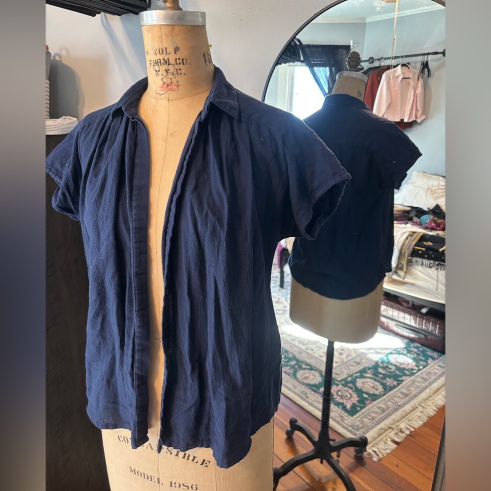Taylor Tall navy short sleeved button down shirt